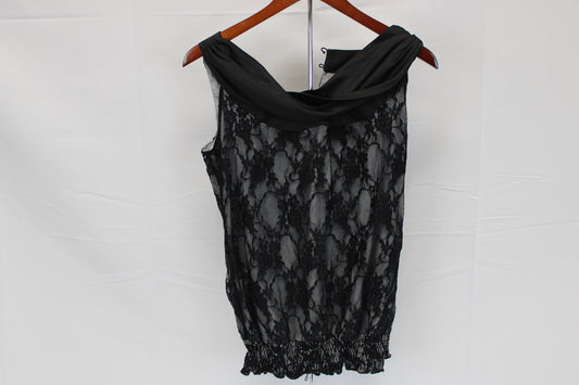 Maurice's sleeveless sheer lace top, black, Women's M