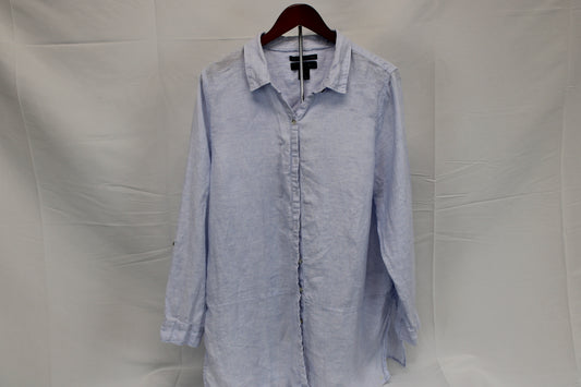 Tahari extra long linen button down blouse, Women's XL