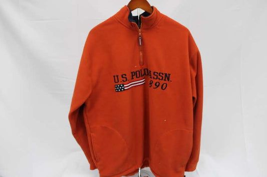 U.S. Polo Association 1/4 zip fleece, orange, Men's XL