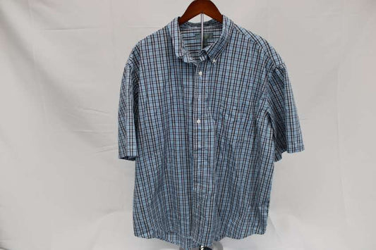 Northcrest plaid button down short sleeve dress shirt, Men's XXL