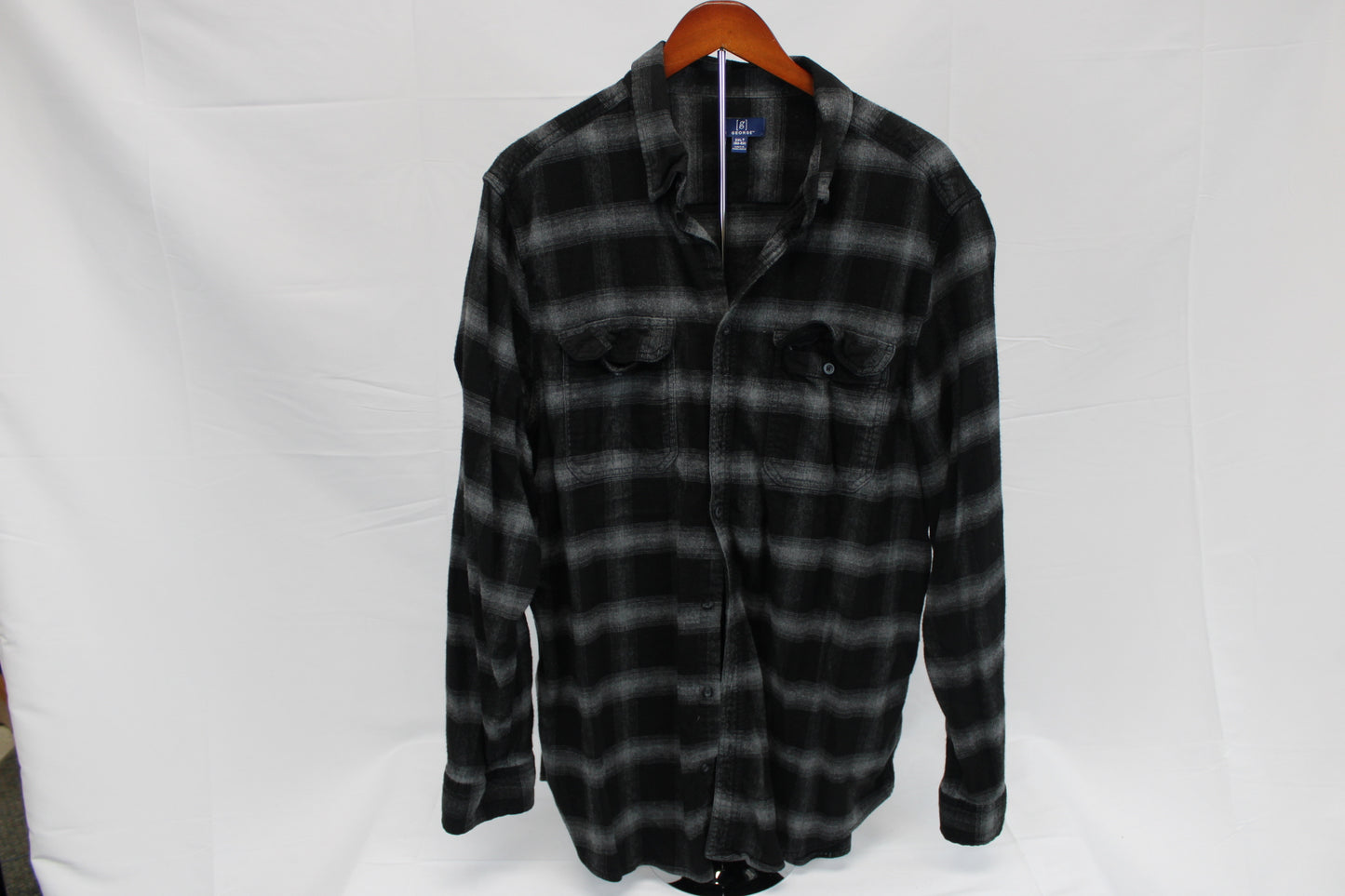 George long sleeve button down flannel shirt, Men's XXL