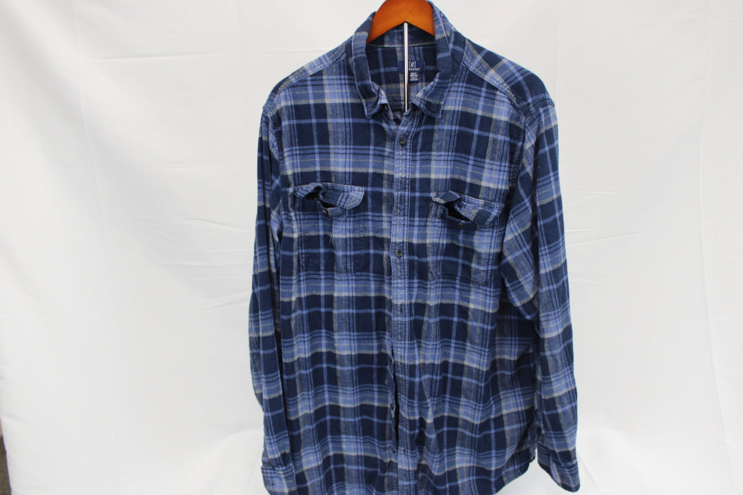 George long sleeve button down flannel shirt, Men's XXL
