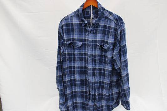 George long sleeve button down flannel shirt, Men's XXL