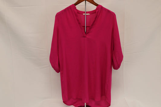 Lush 3/4 sleeve silk v-neck blouse, Women's L