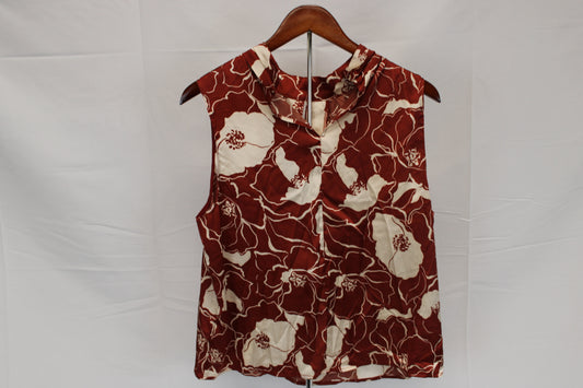 Melloday sleeveless silk floral blouse, Women's L