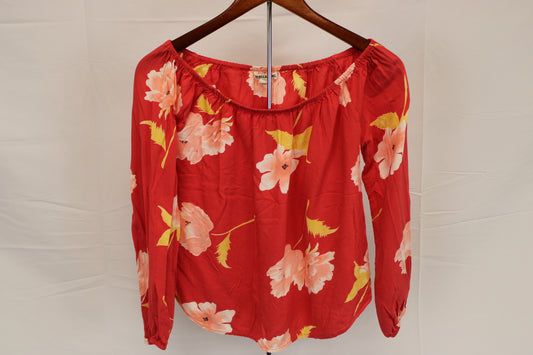 Billabong long sleeve floral silk top, Women's M