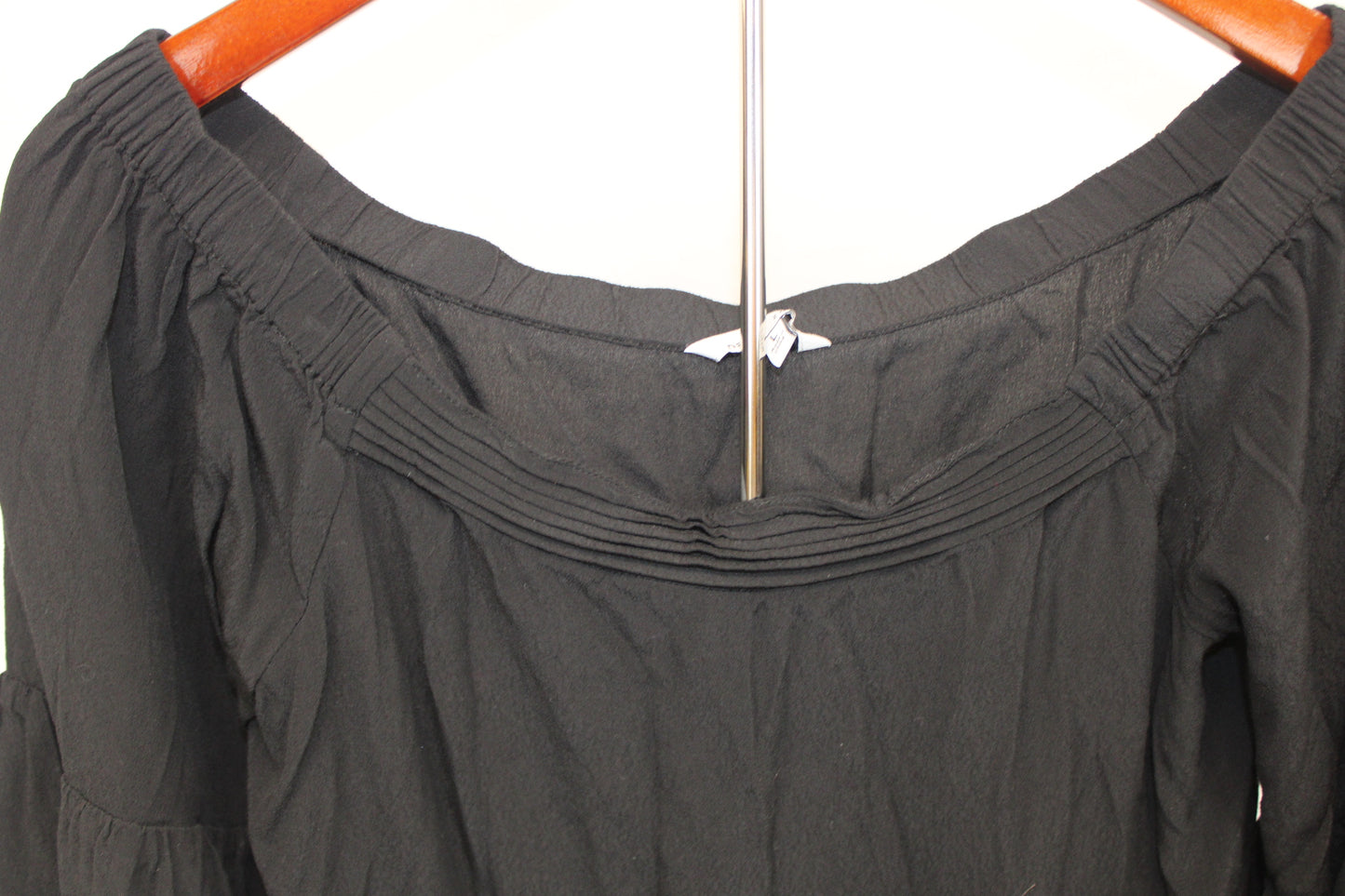 Naked Zebra 1/2 sleeve silk top, black, Women's L
