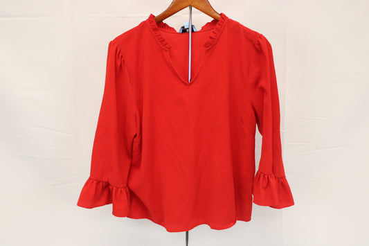 CeCe long sleeve v-neck blouse, red, Women's XL