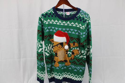 Dabbing cat ugly Christmas sweater, Boy's XL (14-16)