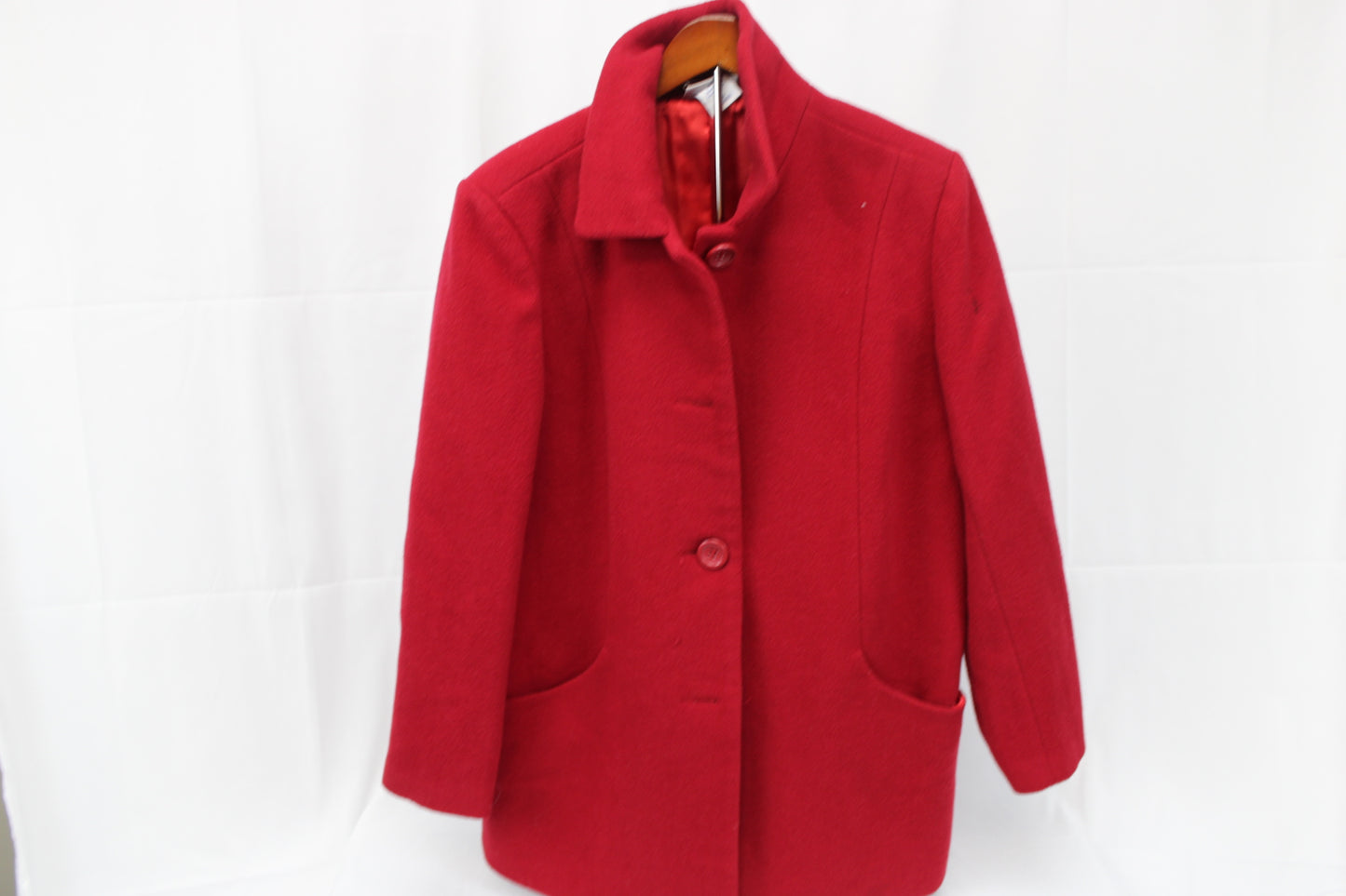 Blair lined 3 button wool trench coat, red, Women's M