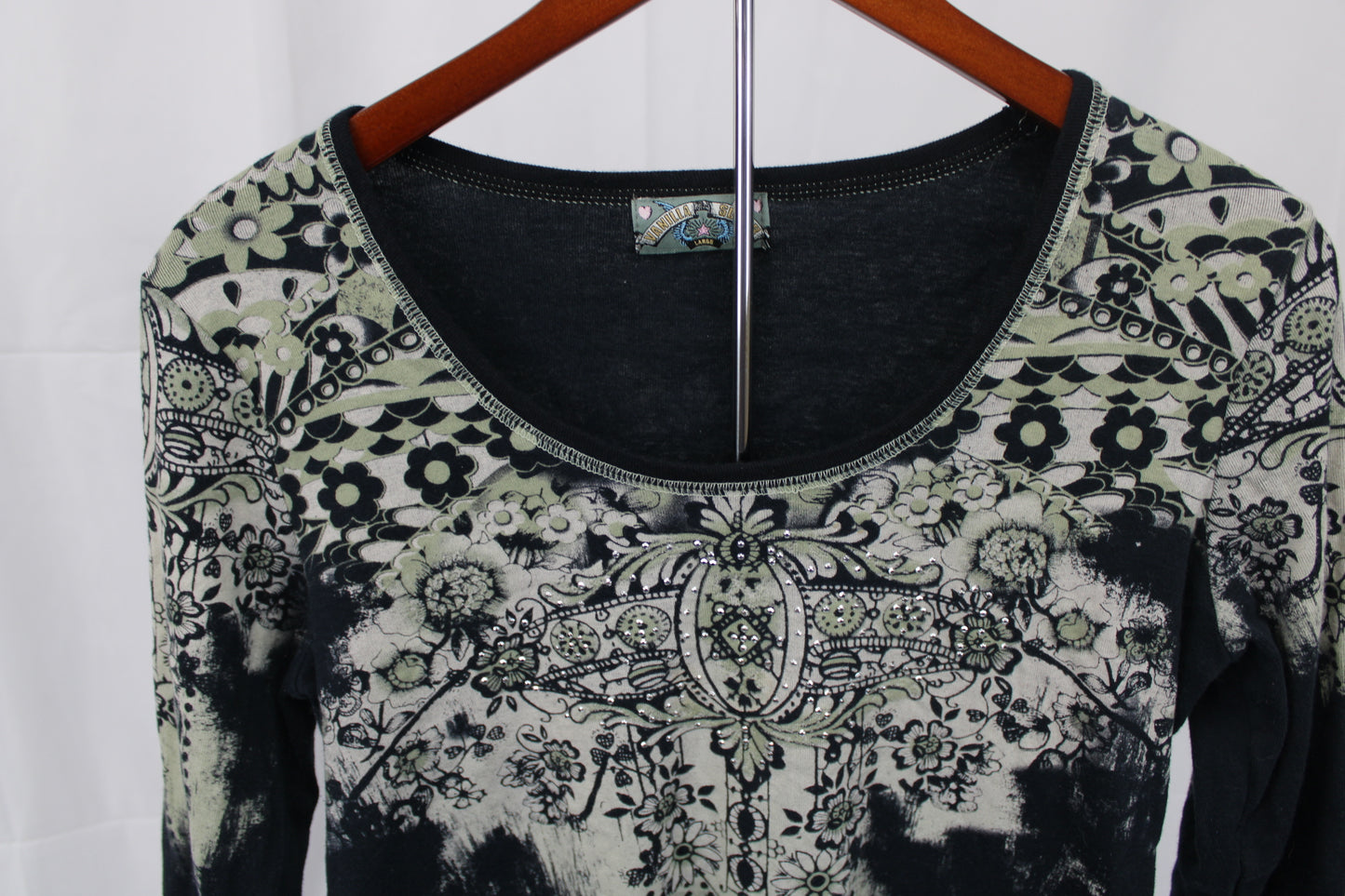 Vanilla Sugar vintage inspired long sleeve blouse, Women's L