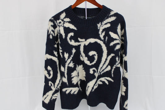 Cynthia Rowley heavy spun woven floral sweater, Women's M
