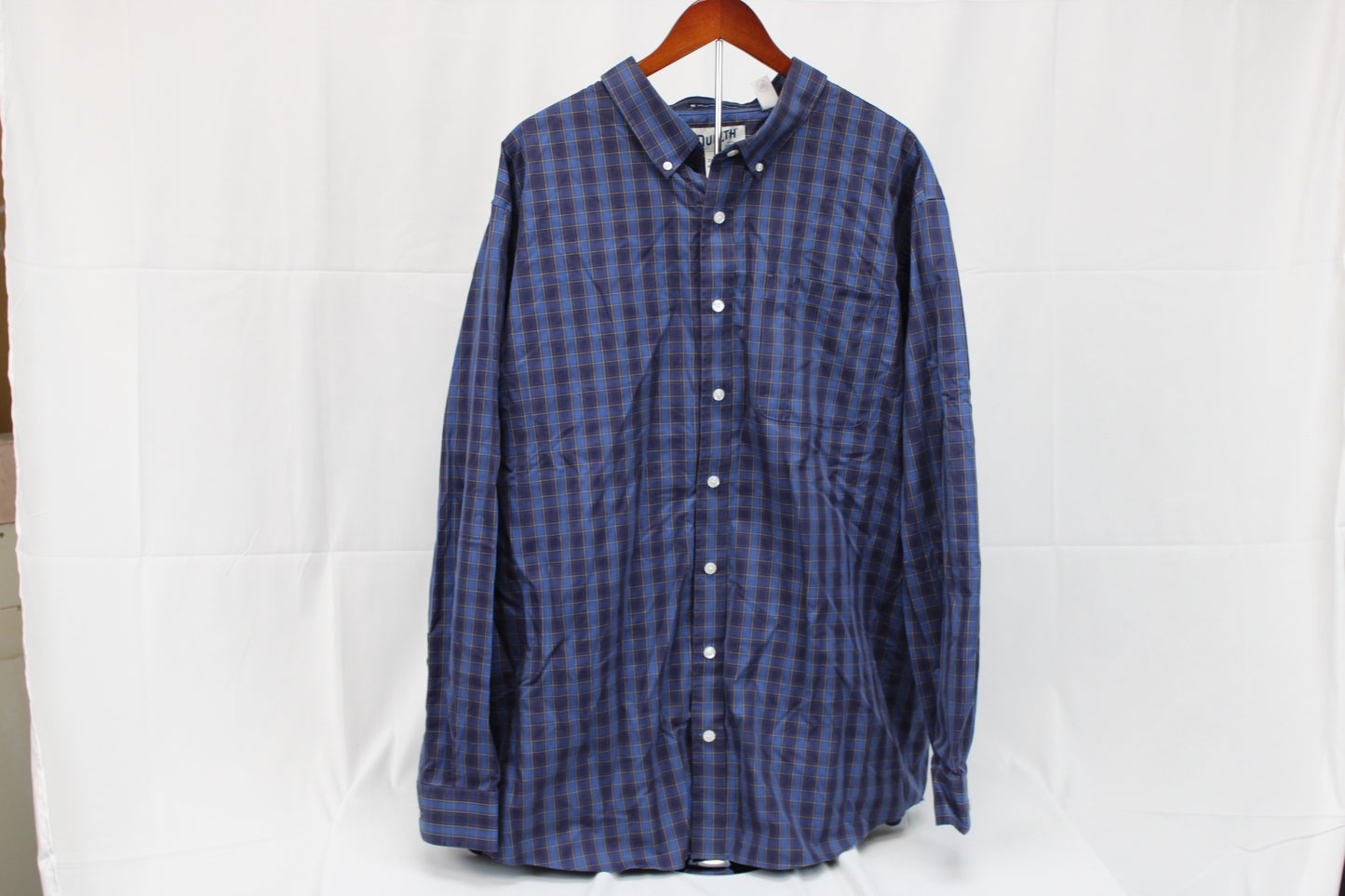 Duluth Trading Co. relaxed fit plaid magnetic button down, Men's XXL
