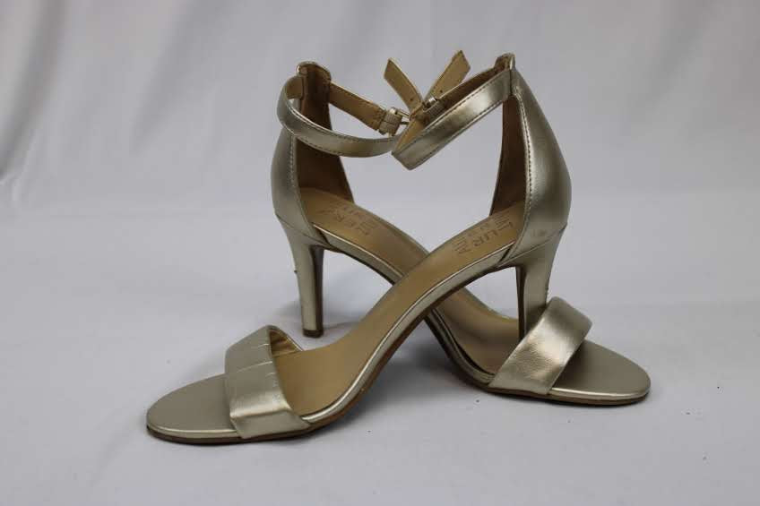 Naturalizer Leah metallic taupe stiletto sandal, Women's 8