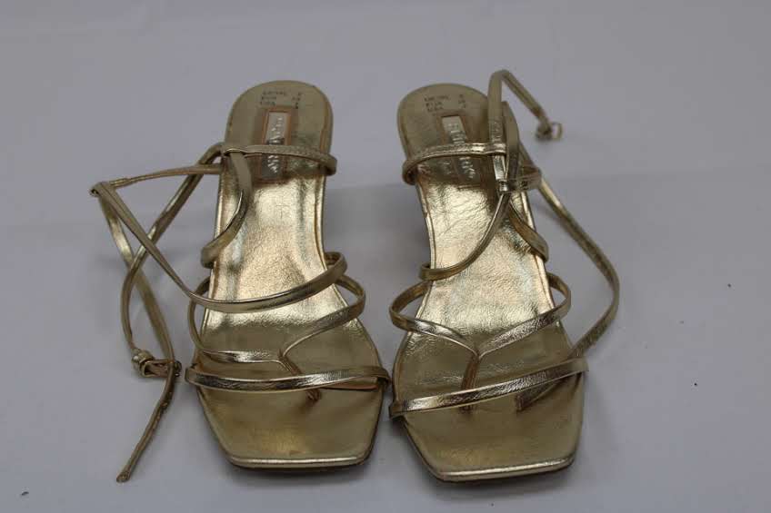 Primark metallic gold low heel sandal, Women's 7