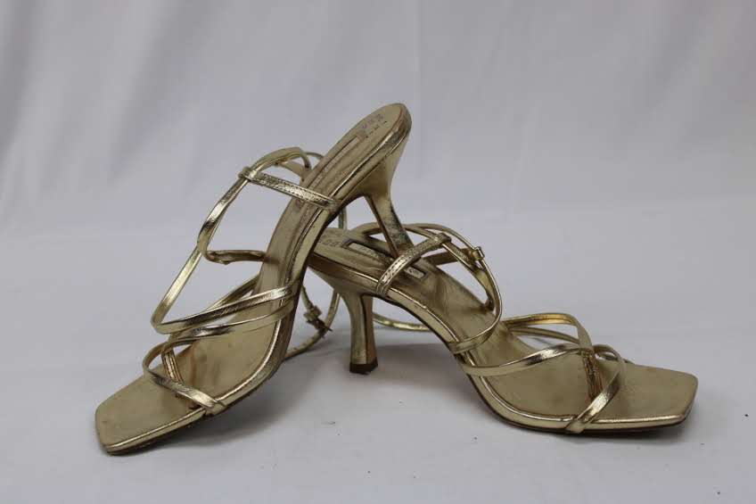 Primark metallic gold low heel sandal, Women's 7