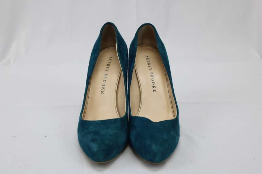 Audrey Brooke teal suede 4'' stiletto, Women's 9.5
