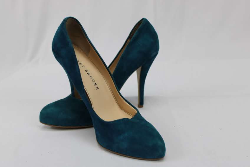 Audrey Brooke teal suede 4'' stiletto, Women's 9.5
