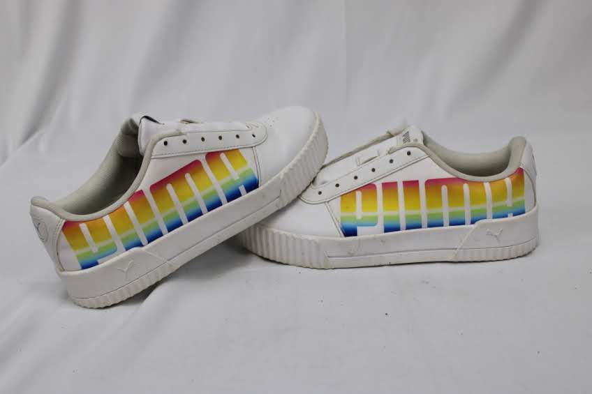 Puma Carina rainbow gradient, no laces, Youth 6.5