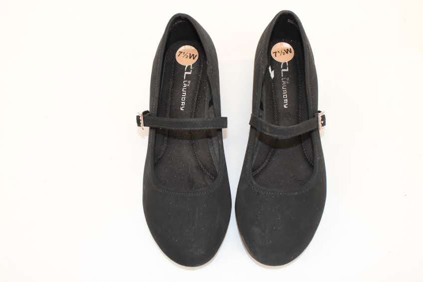 Chinese Laundry black suede low wedge heel, Women's 7.5