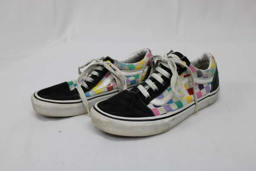 Vans classic low sneaker rainbow checkered, Women's 7