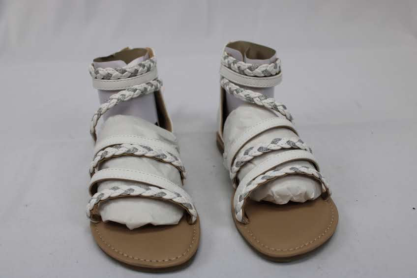SO white leather gladiator sandal, new, Girl's 2
