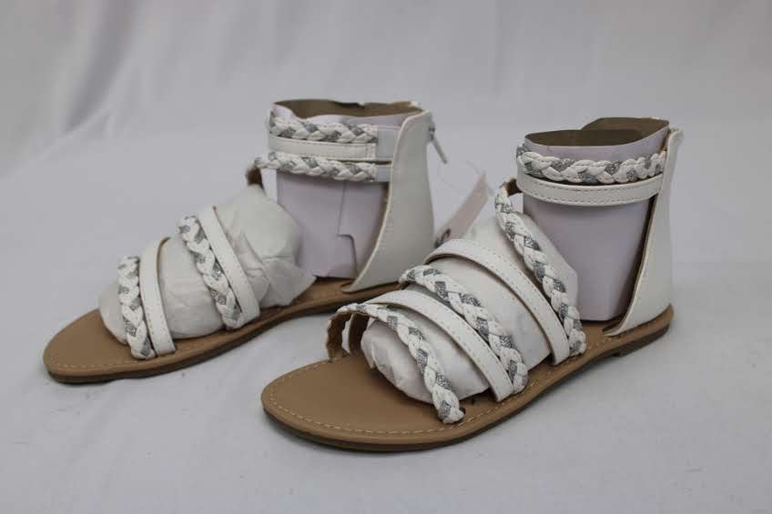 SO white leather gladiator sandal, new, Girl's 2