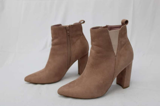 Allegra K heeled zip up ankle boot, blush, Women's 7