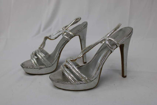 Gianni Bini stiletto platform sandal, silver, Women's 8.5