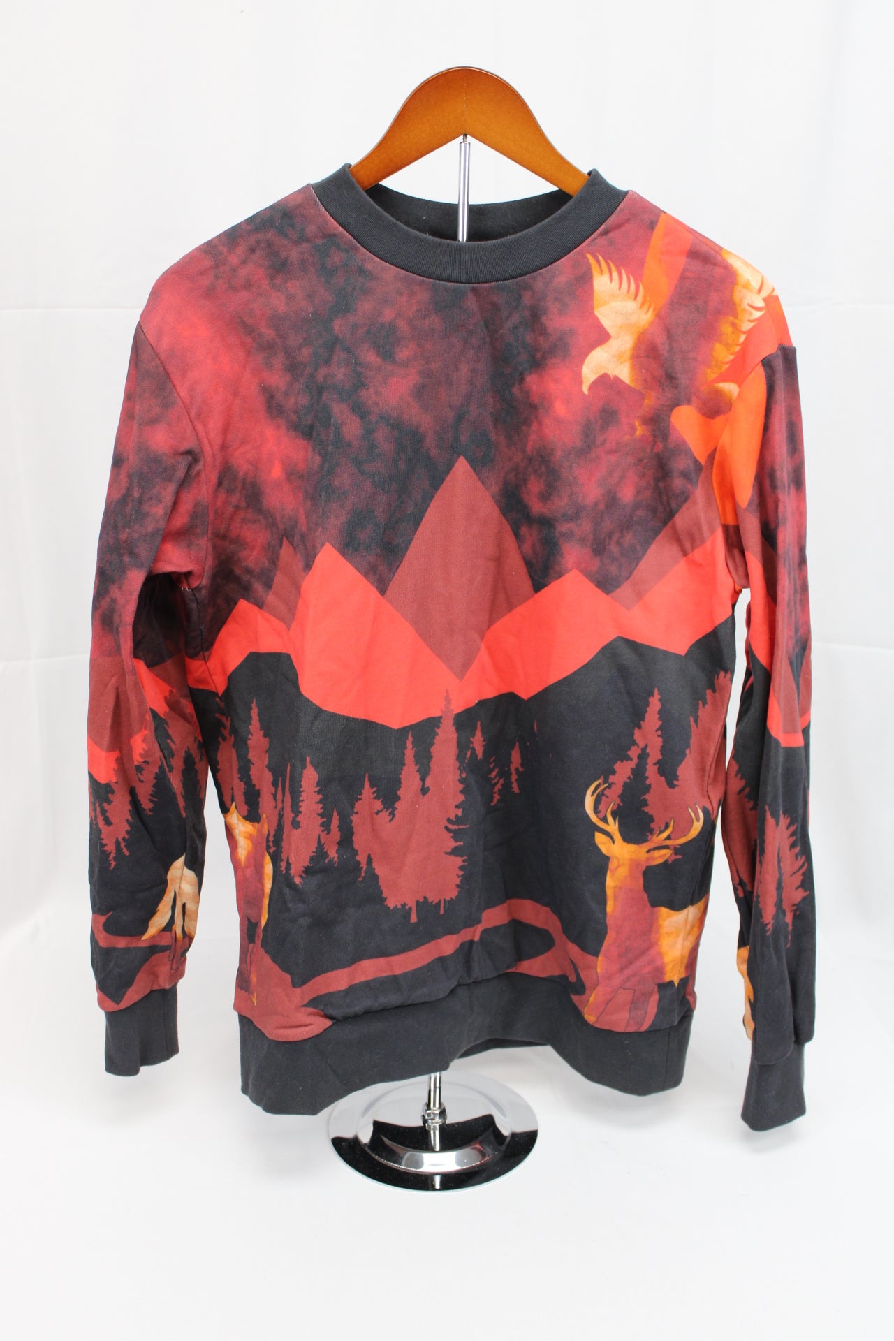 Black Scale crewneck sweatshirt, tree silhouette, Men's M