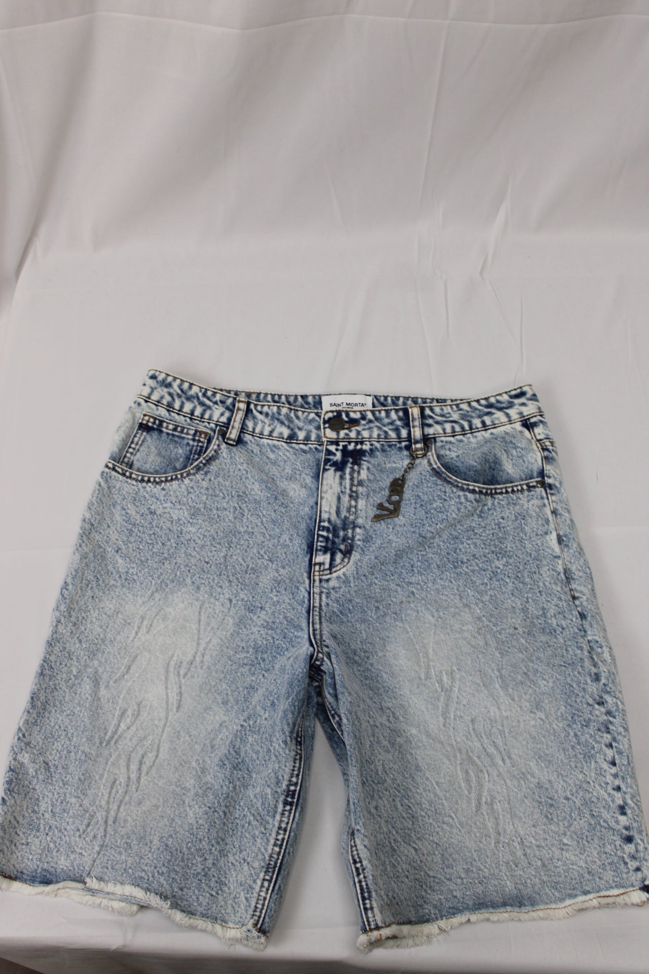 Saint Morta white washed denim cutoff shorts, Men's 32