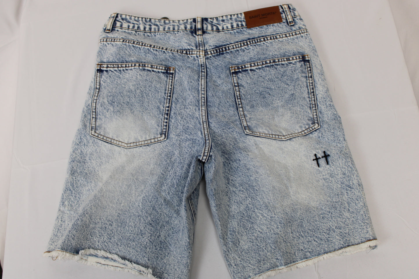 Saint Morta white washed denim cutoff shorts, Men's 32
