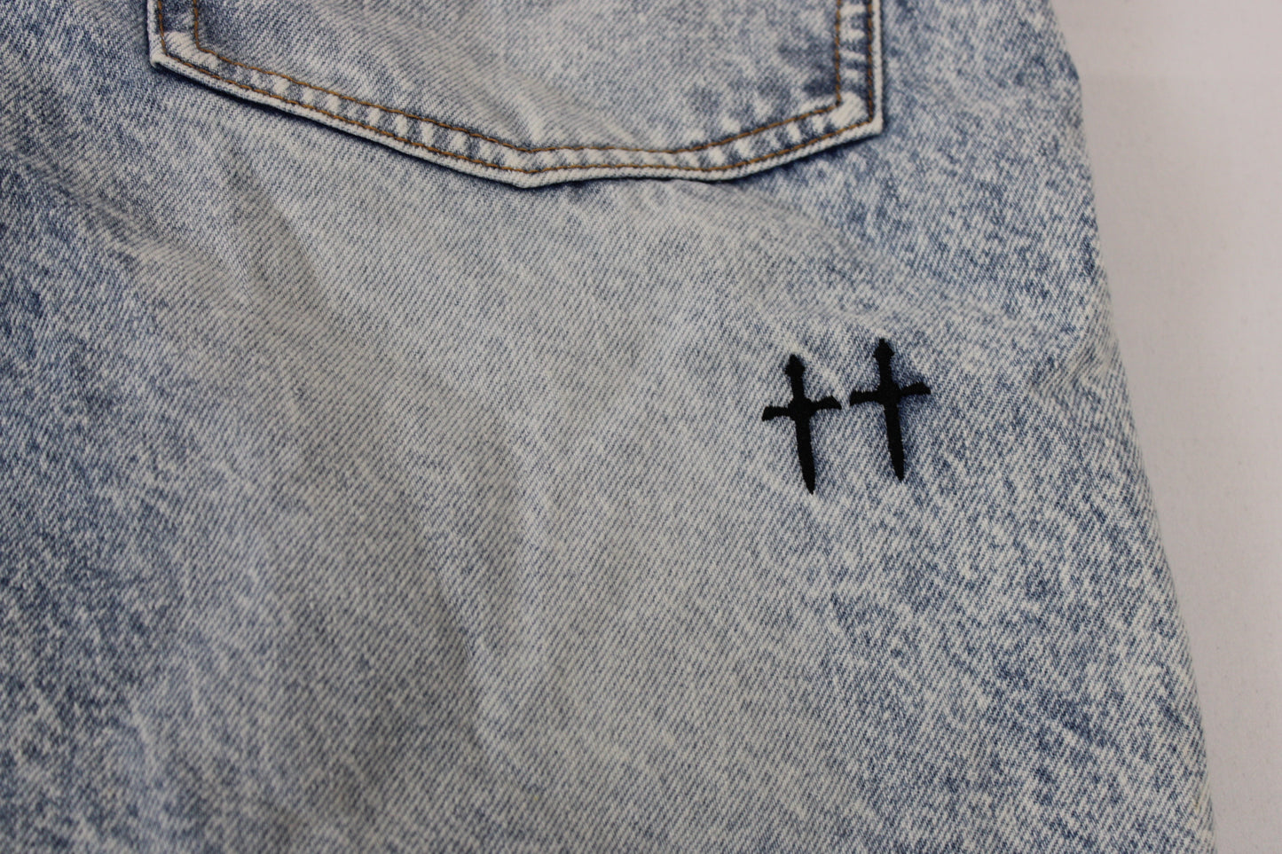 Saint Morta white washed denim cutoff shorts, Men's 32