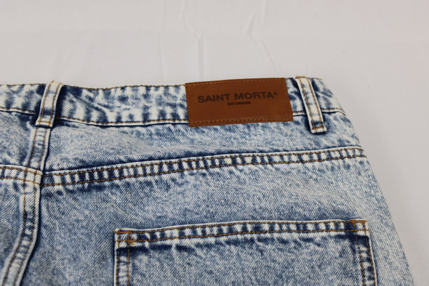 Saint Morta white washed denim cutoff shorts, Men's 32