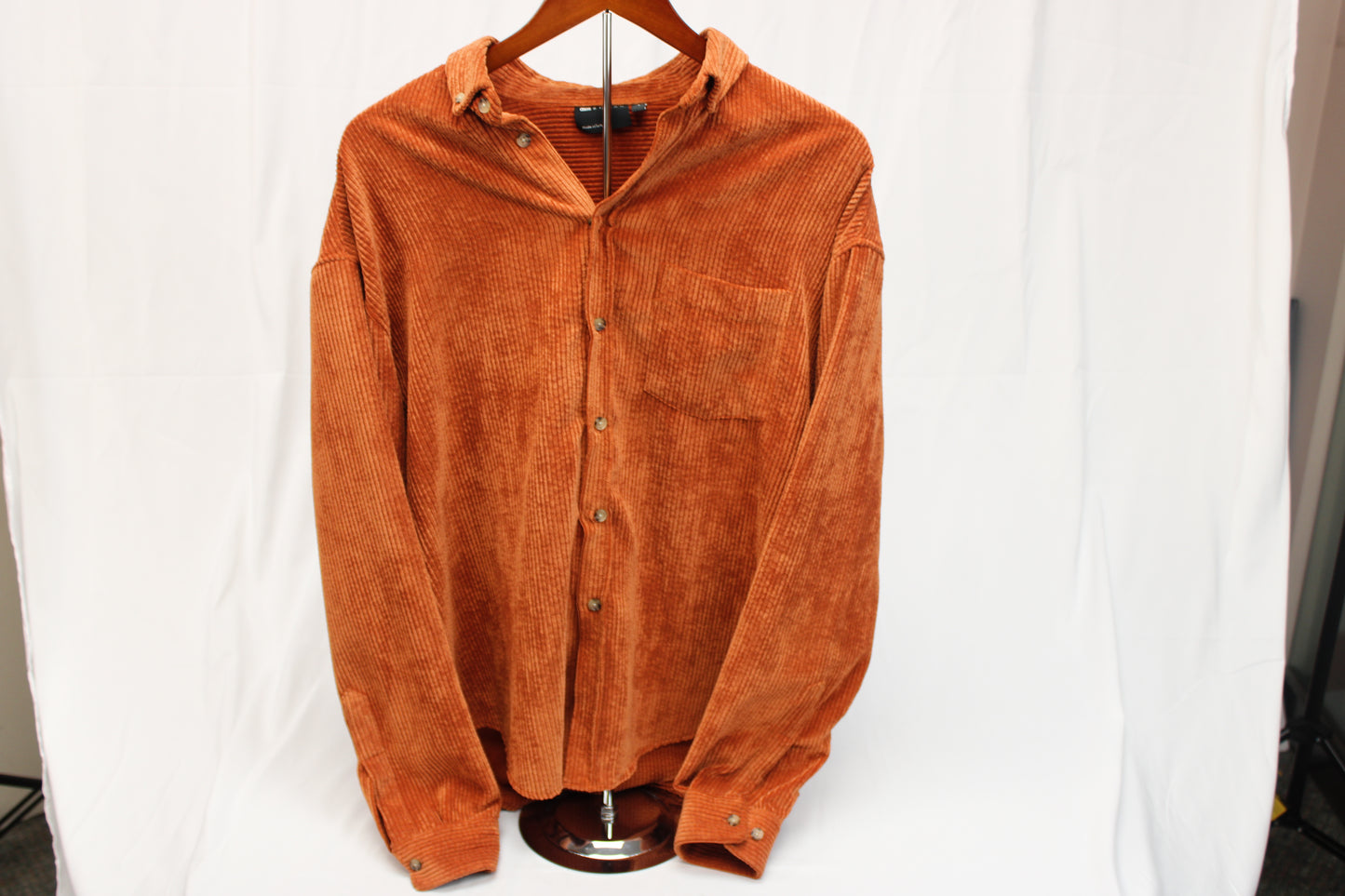 Button Up Long Sleeve Men's Shirt, M