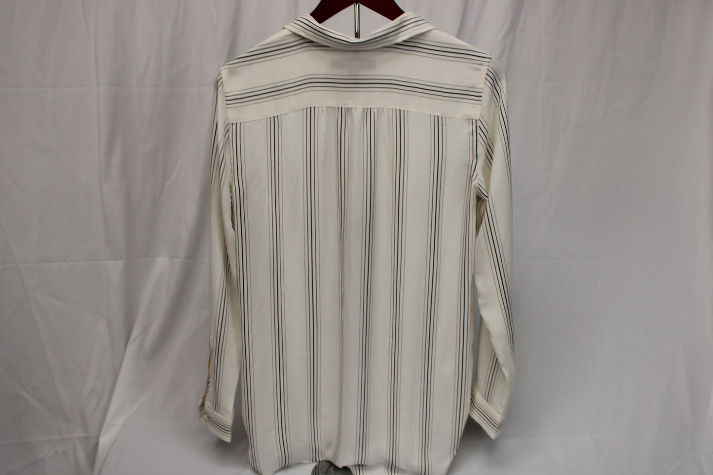 Ann Taylor Loft long sleeve striped blouse, cream, Women's S