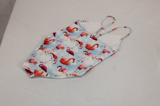 One piece flamingo print swimsuit, Girl's 5/6