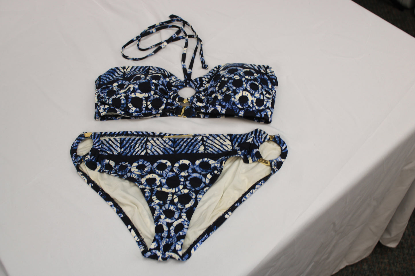 Michael Kors 2 piece swimsuit, blue print, Women's M