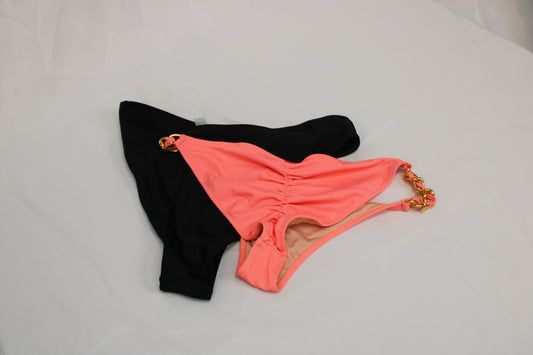 2 piece swim bottoms bundle, blk/coral, Women's L