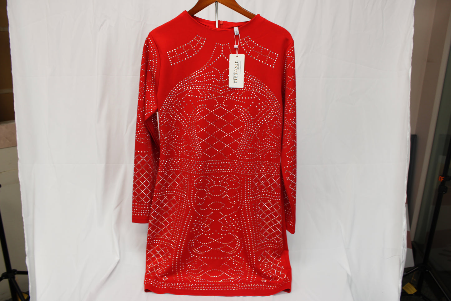 Meaneor long sleeve midi dress, red, NWT, Women's XL