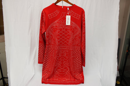 Meaneor long sleeve midi dress, red, NWT, Women's XL