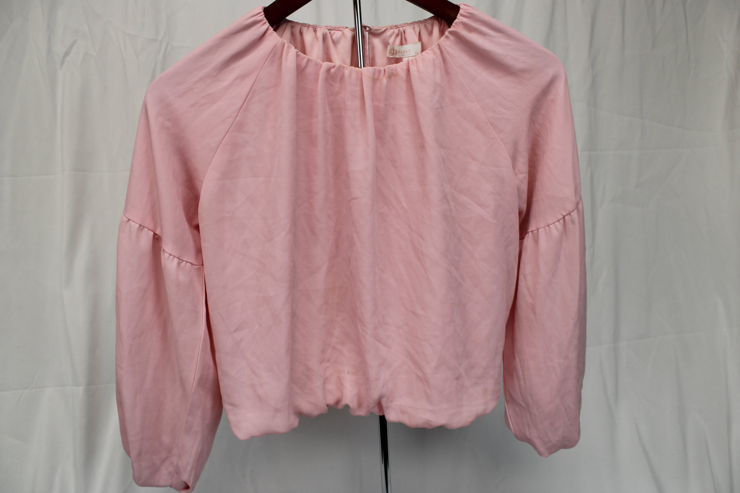 GB Girls long sleeve silk blouse, pink, Women's L