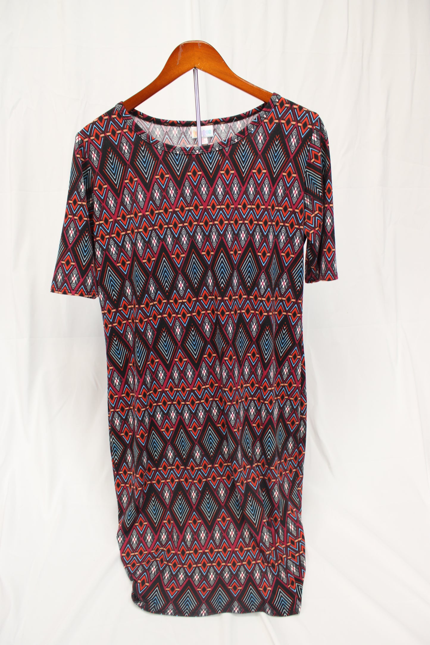 Lula Roe full length short sleeve patterned dress, Women's XL