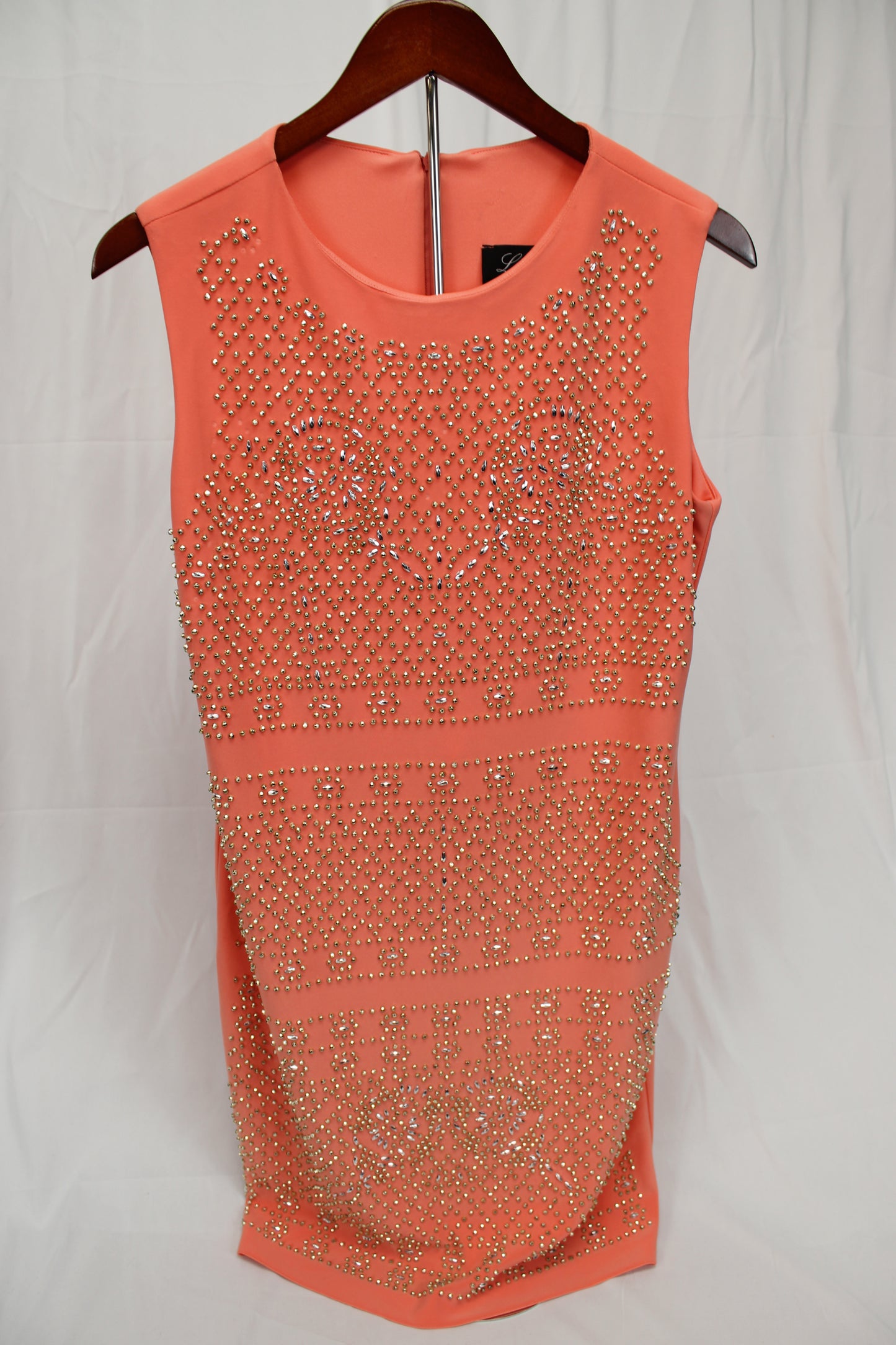 Frank Lyman beaded sleeveless midi dress, peach, Women's 10
