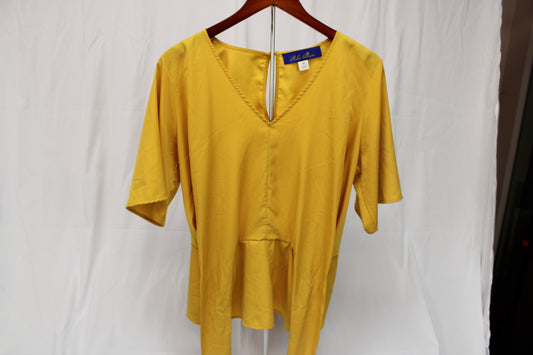 Blue Rain v-neck flowy blouse, yellow, Women's M