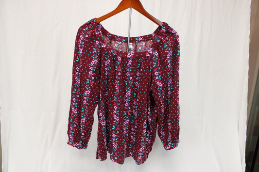 Old Navy long sleeve floral tunic top, floral, Women's L