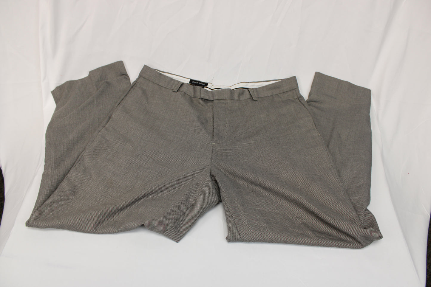 Linea Dome flat front grey polyester dress pant, Men's 40x32