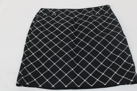 White | Black checkered polyester dress skirt, Women's 8