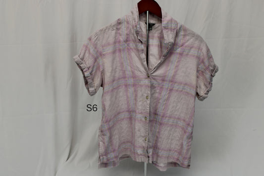 Eddie Bauer Women's Short Sleeve Plaid Button up Shirt, Size M
