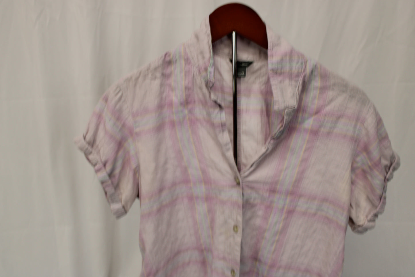 Eddie Bauer Women's Short Sleeve Plaid Button up Shirt, Size M